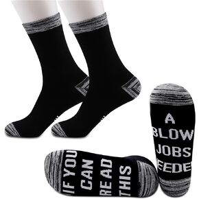 JXGZSO 2 Pairs Adult Humor Gift If You Can Read This A Blow Jobs Needed Funny Socks Gifts For Him Blow Jobs Socks