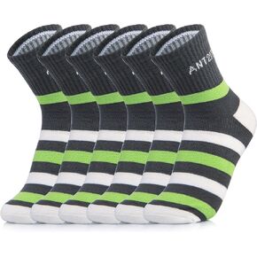 WoMen Quarter Crew Cotton Stripe Athletic Running Cushion Socks