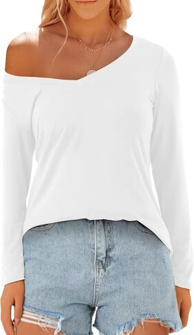 Beluring V Neck T Shirts for Women Casual Solid Tops Short Sleeve Blouses in Kuwait