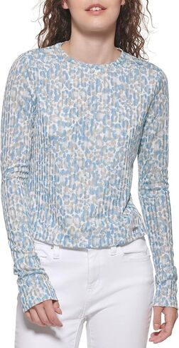 DKNY Women's Long Sleeve Layering Printed Sportswear Top in Saudi Arabia