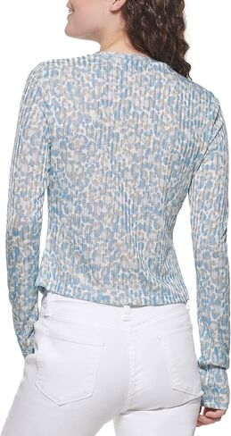 DKNY Women's Long Sleeve Layering Printed Sportswear Top in Saudi Arabia