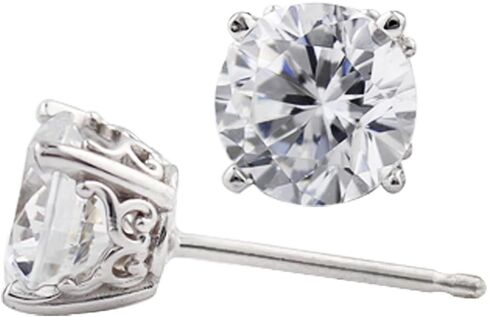 الصلبة 14k الذهب الأبيض نمط خمر الاقراط المصنوعة من زركونيا مكعب in Kuwait