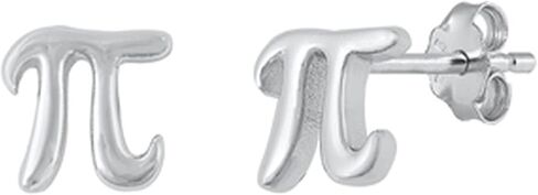 925 Sterling Silver Pi Mathematical Symbol Stud Earrings Push Back in Saudi Arabia