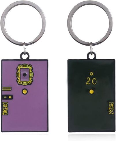 UZPDWK Best Friends TV Show KeyChain Monica's Door Frame,Central Perk Coffee, Lobster,Yellow Picture Frame Silver Christmas Car Key Ring Gift For Friends Fans(set of 4), Multicolor, A in Kuwait