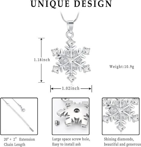 memorial jewelry Cremation Urn Jewelry Necklace cremation Jewelry for Ashes Gift for Ashes Keepsake Snowflake Shape Pendant in Saudi Arabia