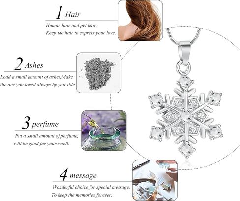 memorial jewelry Cremation Urn Jewelry Necklace cremation Jewelry for Ashes Gift for Ashes Keepsake Snowflake Shape Pendant in Saudi Arabia