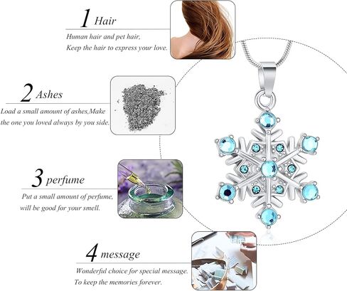 memorial jewelry Cremation Urn Jewelry Necklace cremation Jewelry for Ashes Gift for Ashes Keepsake Snowflake Shape Pendant in Saudi Arabia