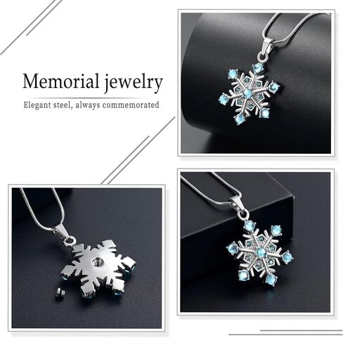 memorial jewelry Cremation Urn Jewelry Necklace cremation Jewelry for Ashes Gift for Ashes Keepsake Snowflake Shape Pendant in Saudi Arabia