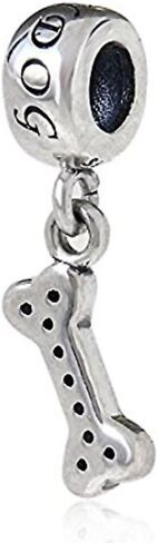 I Love My Dog Charm 925 Sterling Silver Dangel Bone Bead with Clear Cubic Zirconia Animal Pet Charm for Bracelet in Saudi Arabia
