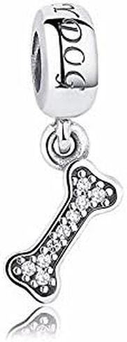 I Love My Dog Charm 925 Sterling Silver Dangel Bone Bead with Clear Cubic Zirconia Animal Pet Charm for Bracelet in Saudi Arabia