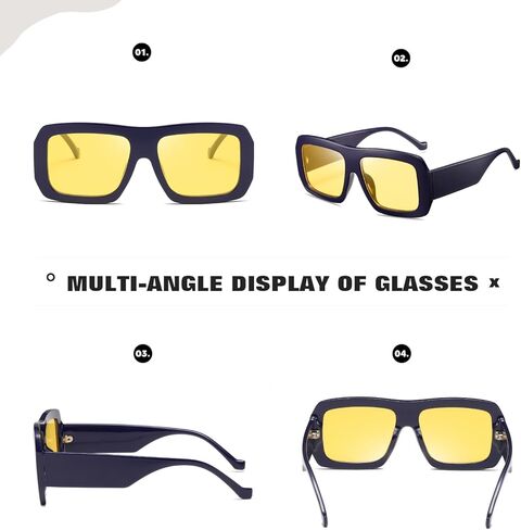 نظارات شمسية TIANYESY Sunnyside Retro Square للرجال والنساء نظارات شمسية كبيرة الحجم للحماية من الأشعة فوق البنفسجية (أزرق أصفر) in Kuwait