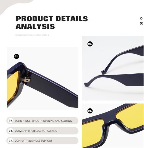 نظارات شمسية TIANYESY Sunnyside Retro Square للرجال والنساء نظارات شمسية كبيرة الحجم للحماية من الأشعة فوق البنفسجية (أزرق أصفر) in Kuwait