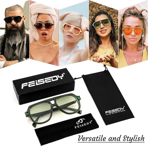 FEISEDY خمر 70s طيار النظارات الشمسية الرجال النساء الكلاسيكية الرجعية العصرية إطار كبير UV400 نظارات شمسية B0030 in Saudi Arabia