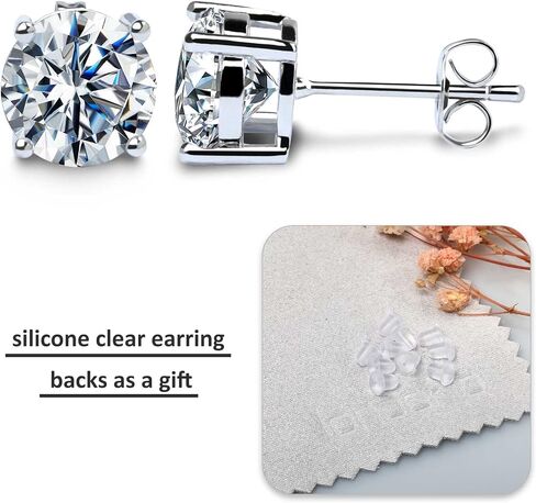 5 Pairs Stud Earrings Set 18K White Gold Plated Cubic Zirconia Hypoallergenic Earrings Pack CZ 4-8mm in Saudi Arabia