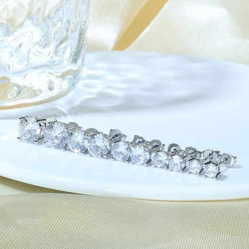 5 Pairs Stud Earrings Set 18K White Gold Plated Cubic Zirconia Hypoallergenic Earrings Pack CZ 4-8mm in Saudi Arabia