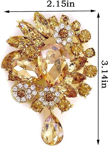 Womens Vintage Fashion Brooch Crystal Antiqued Gold Tone Bridal Big Teardrop Bouquet Style For Party Wedding Jewelry in Saudi Arabia