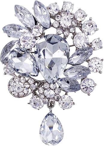 Womens Vintage Fashion Brooch Crystal Antiqued Gold Tone Bridal Big Teardrop Bouquet Style For Party Wedding Jewelry in Saudi Arabia