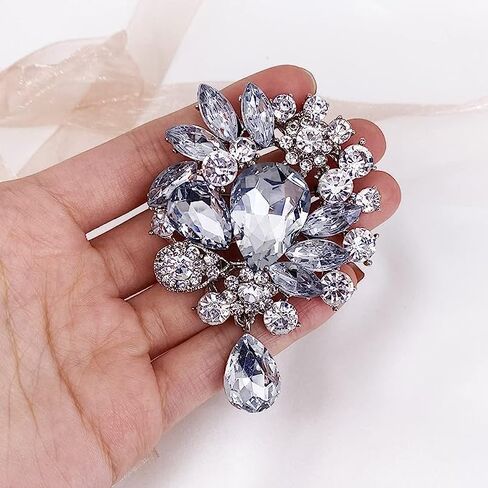 Womens Vintage Fashion Brooch Crystal Antiqued Gold Tone Bridal Big Teardrop Bouquet Style For Party Wedding Jewelry in Saudi Arabia