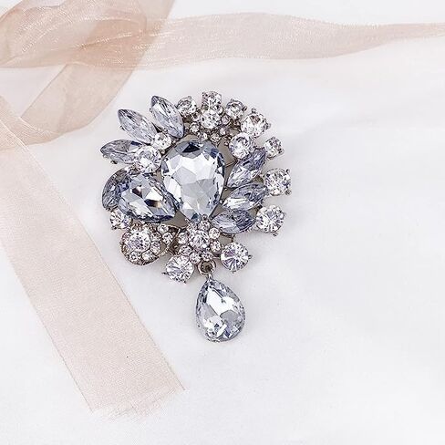 Womens Vintage Fashion Brooch Crystal Antiqued Gold Tone Bridal Big Teardrop Bouquet Style For Party Wedding Jewelry in Saudi Arabia