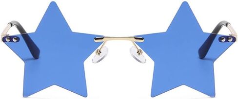 نظارات شمسية بدون إطار على شكل نجمة للنساء والرجال نظارات ملابس الشارع العصرية نظارات خماسية شفافة in Kuwait