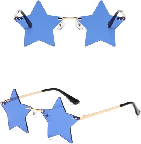 نظارات شمسية بدون إطار على شكل نجمة للنساء والرجال نظارات ملابس الشارع العصرية نظارات خماسية شفافة in Kuwait