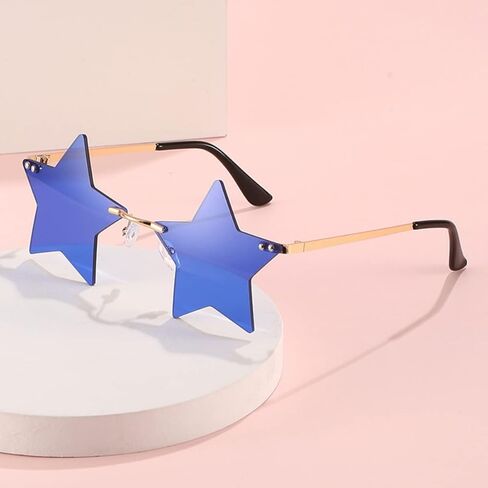 نظارات شمسية بدون إطار على شكل نجمة للنساء والرجال نظارات ملابس الشارع العصرية نظارات خماسية شفافة in Kuwait