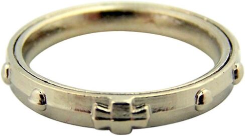 خاتم مسبحة دوار بعقد واحد بلون فضي مع صليب، مقاس S in Kuwait