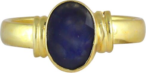Blue Sapphire Neelam Stone Astro Ring For Women And Men Natural Unheated Untreated Certified Panchdattu 22K Gold Plated Gemstone Ring in Saudi Arabia
