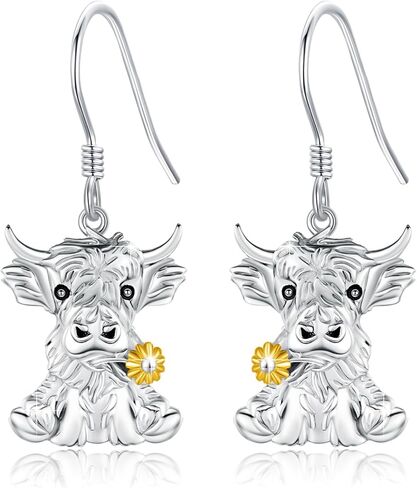 ConBo Highland Cow Earrings for Women 925 Sterling Silver Highland Cow Earrings Dangle Animal Hypoallergenic Jewelry Gifts for Girls Mom Birthday Christmas in Kuwait