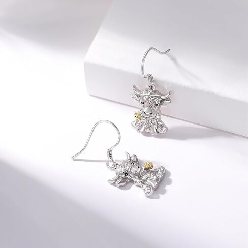 ConBo Highland Cow Earrings for Women 925 Sterling Silver Highland Cow Earrings Dangle Animal Hypoallergenic Jewelry Gifts for Girls Mom Birthday Christmas in Kuwait