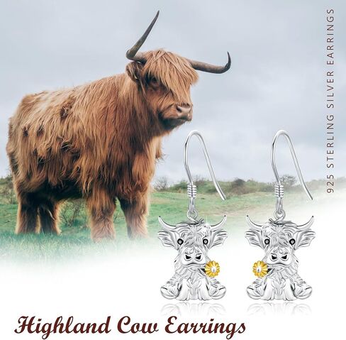 ConBo Highland Cow Earrings for Women 925 Sterling Silver Highland Cow Earrings Dangle Animal Hypoallergenic Jewelry Gifts for Girls Mom Birthday Christmas in Kuwait