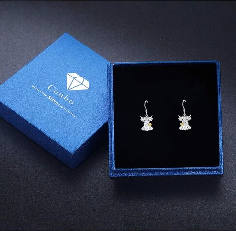 ConBo Highland Cow Earrings for Women 925 Sterling Silver Highland Cow Earrings Dangle Animal Hypoallergenic Jewelry Gifts for Girls Mom Birthday Christmas in Kuwait
