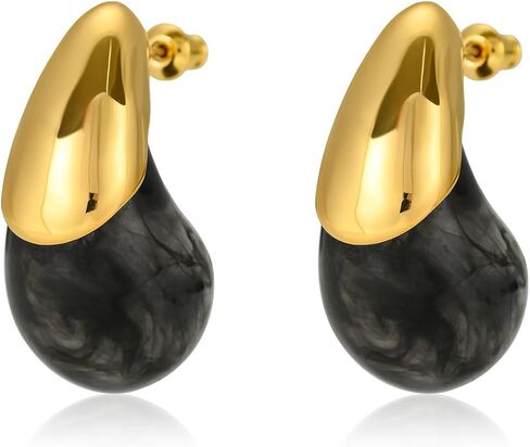 أقراط متدلية من الراتنج الأكريليك من ABILITH للنساء، أقراط عصرية مطلية بالذهب عيار 18 قيراط من العنبر المصقول، أقراط لا تسبب الحساسية للفتيات المراهقات in Kuwait