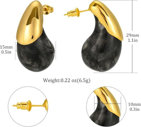 أقراط متدلية من الراتنج الأكريليك من ABILITH للنساء، أقراط عصرية مطلية بالذهب عيار 18 قيراط من العنبر المصقول، أقراط لا تسبب الحساسية للفتيات المراهقات in Kuwait