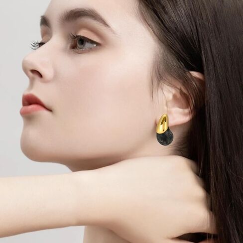 أقراط متدلية من الراتنج الأكريليك من ABILITH للنساء، أقراط عصرية مطلية بالذهب عيار 18 قيراط من العنبر المصقول، أقراط لا تسبب الحساسية للفتيات المراهقات in Kuwait