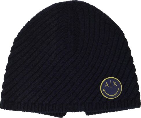 A｜X ARMANI EXCHANGE Women's Smiley Logo Patch Beanie Hat in Saudi Arabia