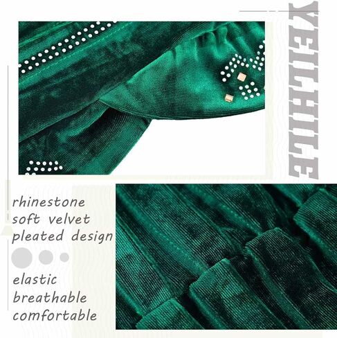 Yeilhile African Pre-Tied Headwraps Crystal Knotted Head Wrap Scarf Pleated Velvet Stretchy Daily Prom Turban Beanie Caps for Women in Kuwait