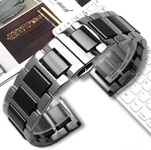 Stainless Steel Ceramic Watch Band Links 20mm Watch Wrist Bands Mens Watch Bracelet with Butterfly Buckle in Saudi Arabia