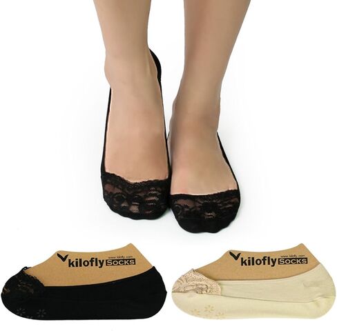 كيلوفلاي جوارب نو شو من السيليكون مضادة للانزلاق [زوجين، اسود وبيج]، اسود وبيج، مقاس واحد in Kuwait