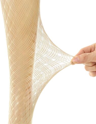 Littleforbig High Waist Fishnet Mesh Net Stockings Jacquard Pantyhose 3 Pairs in Saudi Arabia