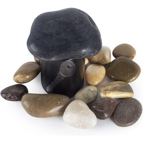 Hide A Key Holder Outdoor Natural Rock, Safe for Outdoor Garden or Yard (Black)