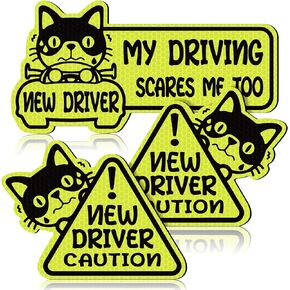 Set of 3 Reflective Student Driver Magnet for Car New Driver Sticker Please Be Patient Sign Keep Distance Sticker Decal Automotive Magnets Safety Sign Car Bumper Magnet Vehicle Sign (Funny Style)