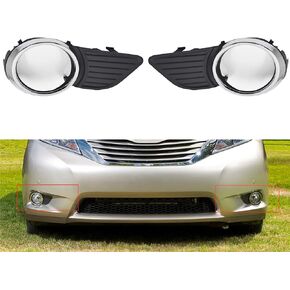 munirater 2-Pack Front Bumper Fog Light Cover Grilles Replacement for 2011-2015 Toyota Sienna Base LE XLE Driver and Passenger Side 52040-08010, 52030-08010