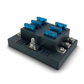 MGI SpeedWare Automotive Fuse Box with Screw Terminals, Standard ATO/ATC Blade Fuses (6 Way)