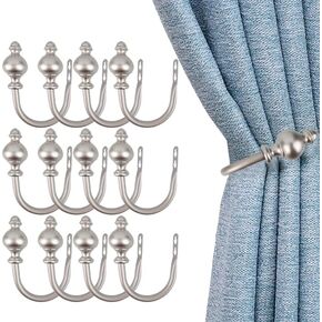 2Pcs Curtain Holdbacks - Wall Mounted Drapery Tiebacks with Sand Clock Finial,Decorative Curtain Holders for Bedroom Livingroom Office Home,Satin Nickel