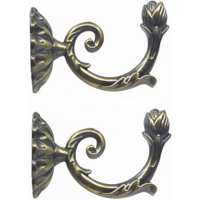 Ailejia 1Pair Curtain Holdbacks Metal Wall Mounted Curtain Tiebacks Solid Color Simplicity European Crown Hook Design Curtain Holdbacks (bronze)