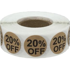 Natural Kraft Blank% Percent Off Stickers for Retail 0.75 Inch 500 Adhesive Labels