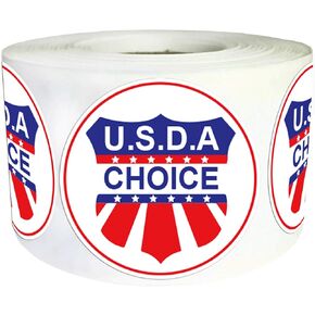 USDA Choice Grade Grocery Store Food Labels 1.5 Inch USDA Prime Stickers Round Meat Food Packaging Labels - USDA Choice Stickers Grade Beef Grocery Store Meat Packaging Stickers 500 Pcs