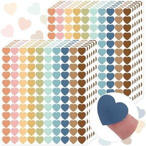 Whaline 2400Pcs Boho Heart Mini Sticker 10 Colors Paper Decals Colorful Self-Adhesive Sticker Labels for Classroom Envelopes Seals Scrapbook Gifts DIY Supplies, 0.75 in