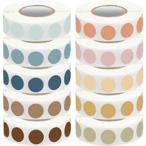 Lincia 10000 Pcs 1/2 Inch Round Dot Stickers Solid Color Coding Labels Roll Removable Self Adhesive Circle Stickers for Inventory Home File Offices Classification Labeling Marking, 10 Assorted Colors